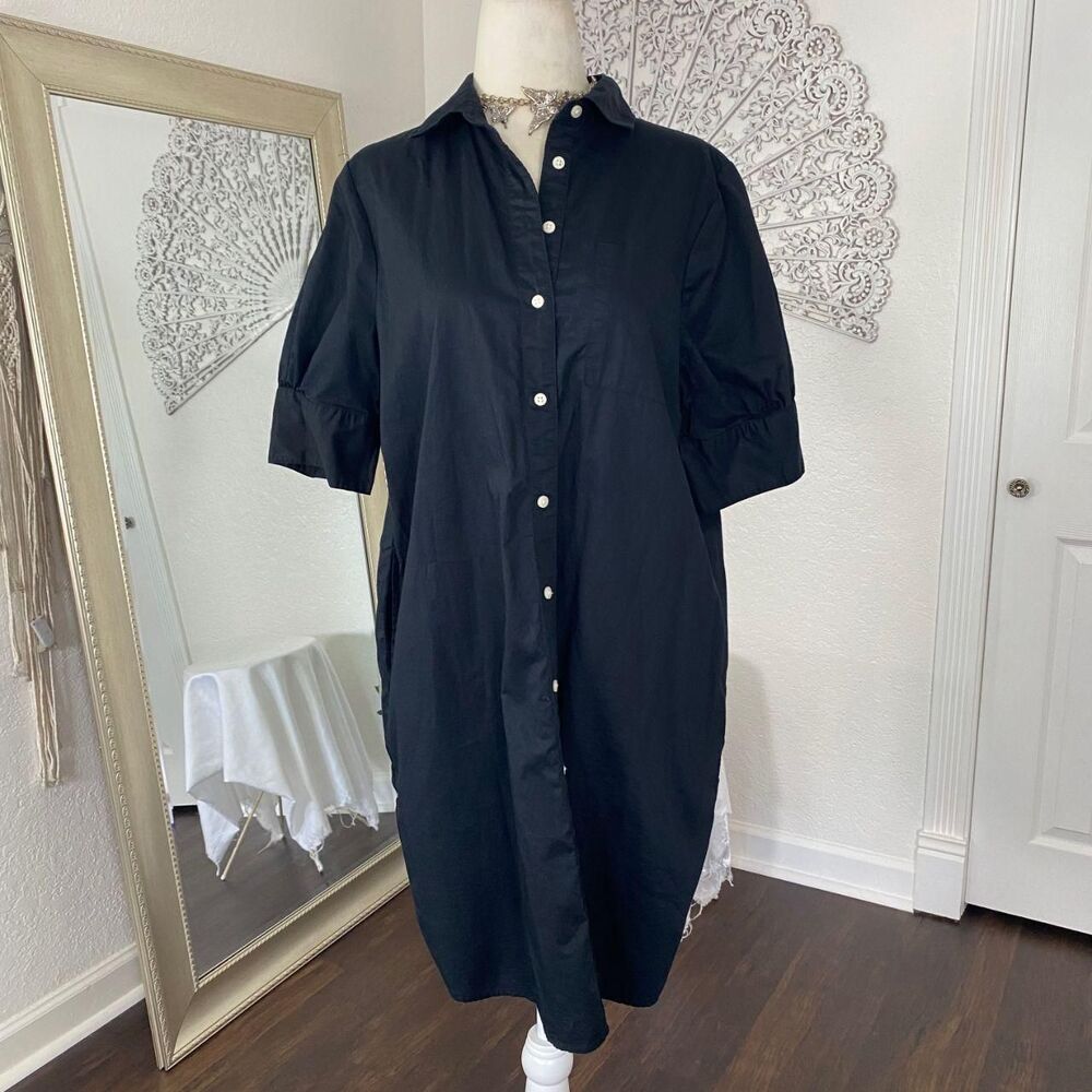Old Navy Cute Black 100% Cotton Button Up Dress Mini Knee Length Size S - Picture 4 of 7